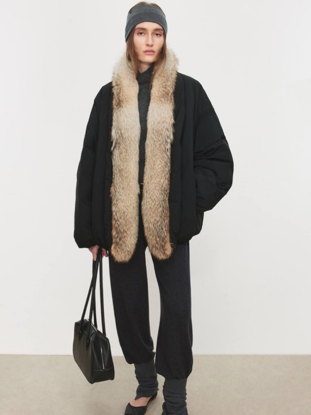 NWT CHICJOC Fur Collar & Czech White Goose Down Coat Puffer Jacket Size 4